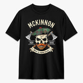 McKinnon Hunting Ancient Tartan Crest 2D T-shirt - Alba Skull Style